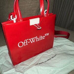 Off-White Glossy Red Tote Bag